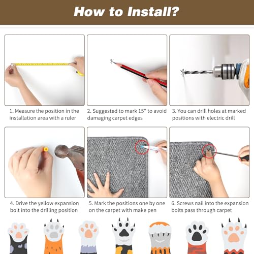 71x15.8 Thickened Cat Wall Climbing Carpet with 16 Fixed Nails L262761