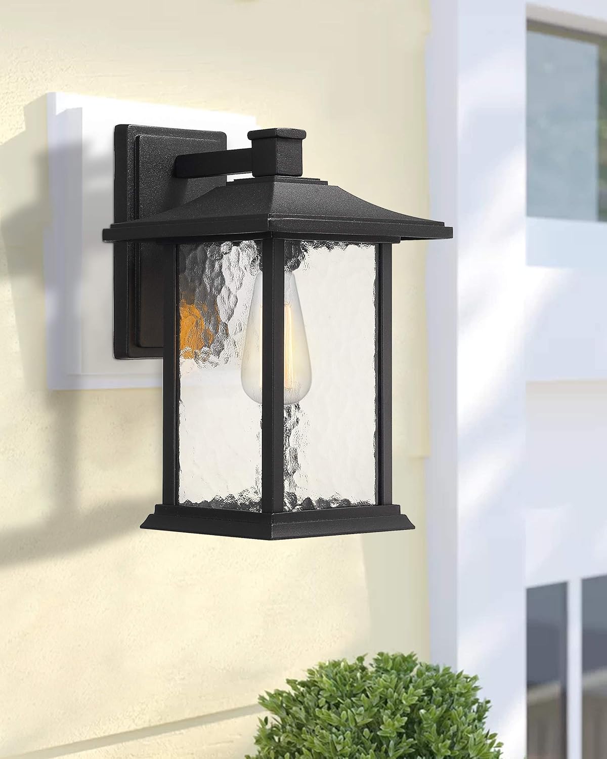 Set of 2 Sand Textured Black Aluminum Outdoor Wall Lights F94484