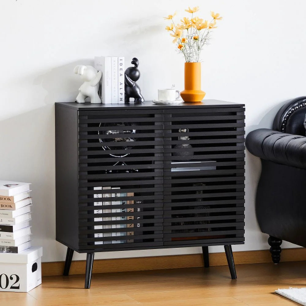 Black 2 Door 2 Tier Sideboard Buffet Cabinet M275