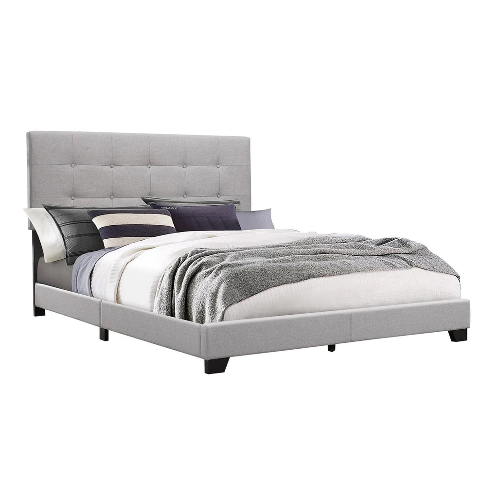 Queen Size Light Gray Button Tufted Wood Bed L406074