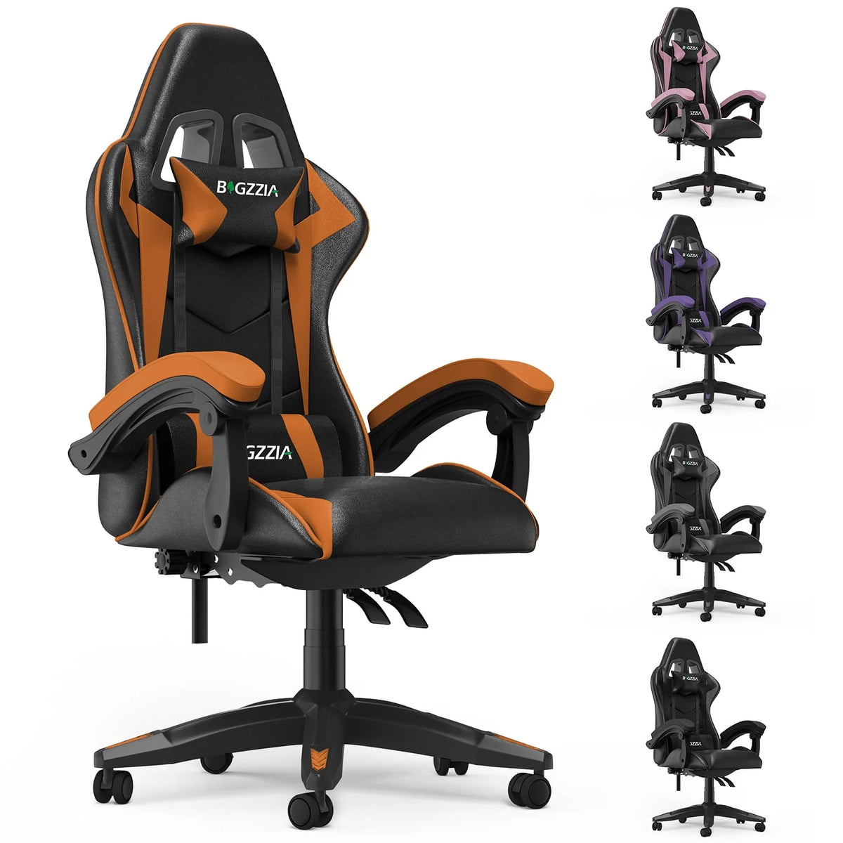 Pink Gaming Chair with Lumbar Support and Headrest L1527