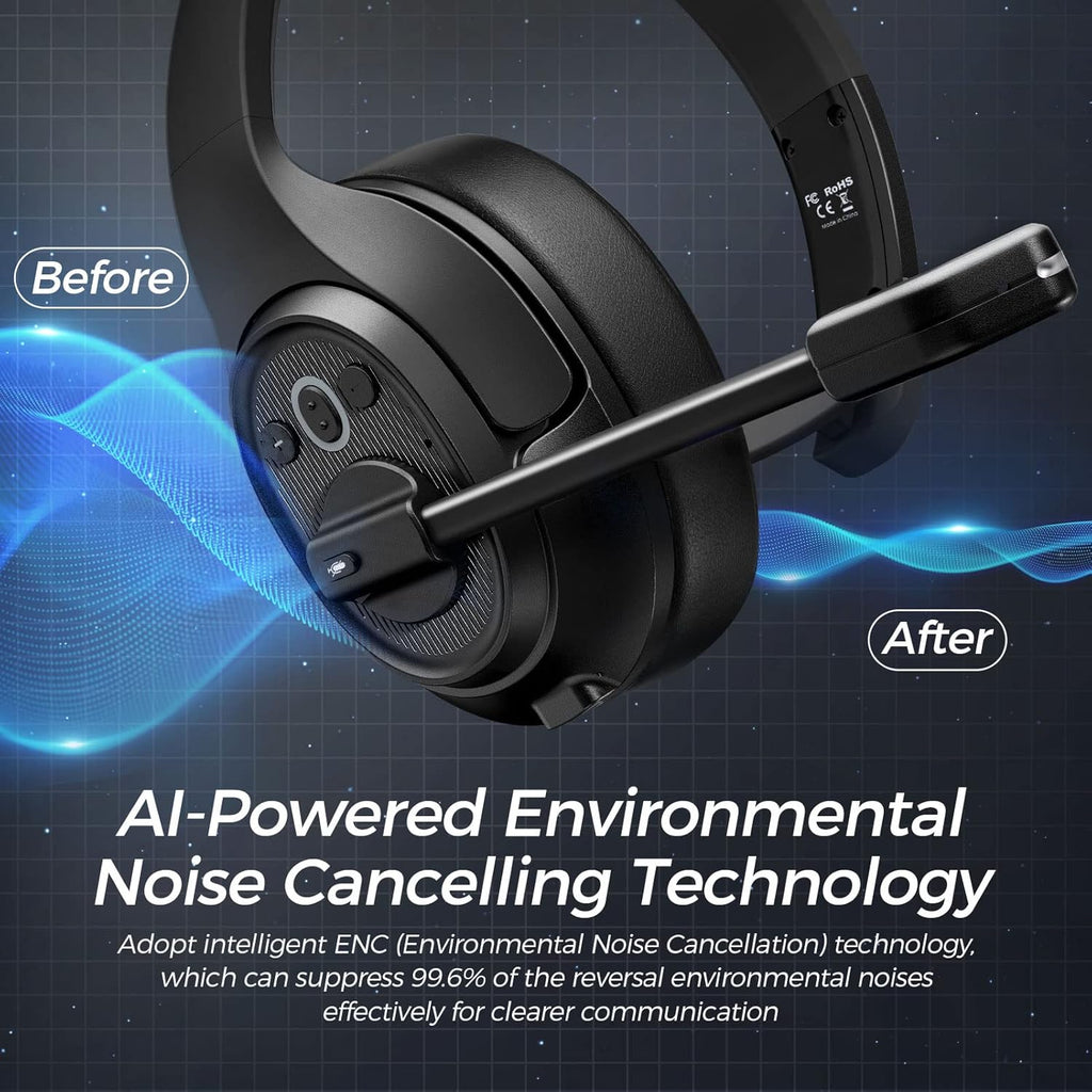 Bluetooth Headset with Microphone Noise Cancelling Wireless Headphone T870