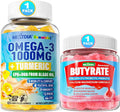 Omega-3 Gummies 1000mg+ Butyrate Gummies with Probiotic + Prebiotic + Postbiotic P6373