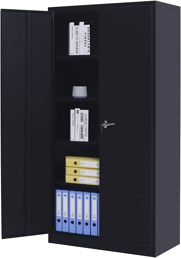 Metal Storage Cabinet with Doors and Shelves J34721
