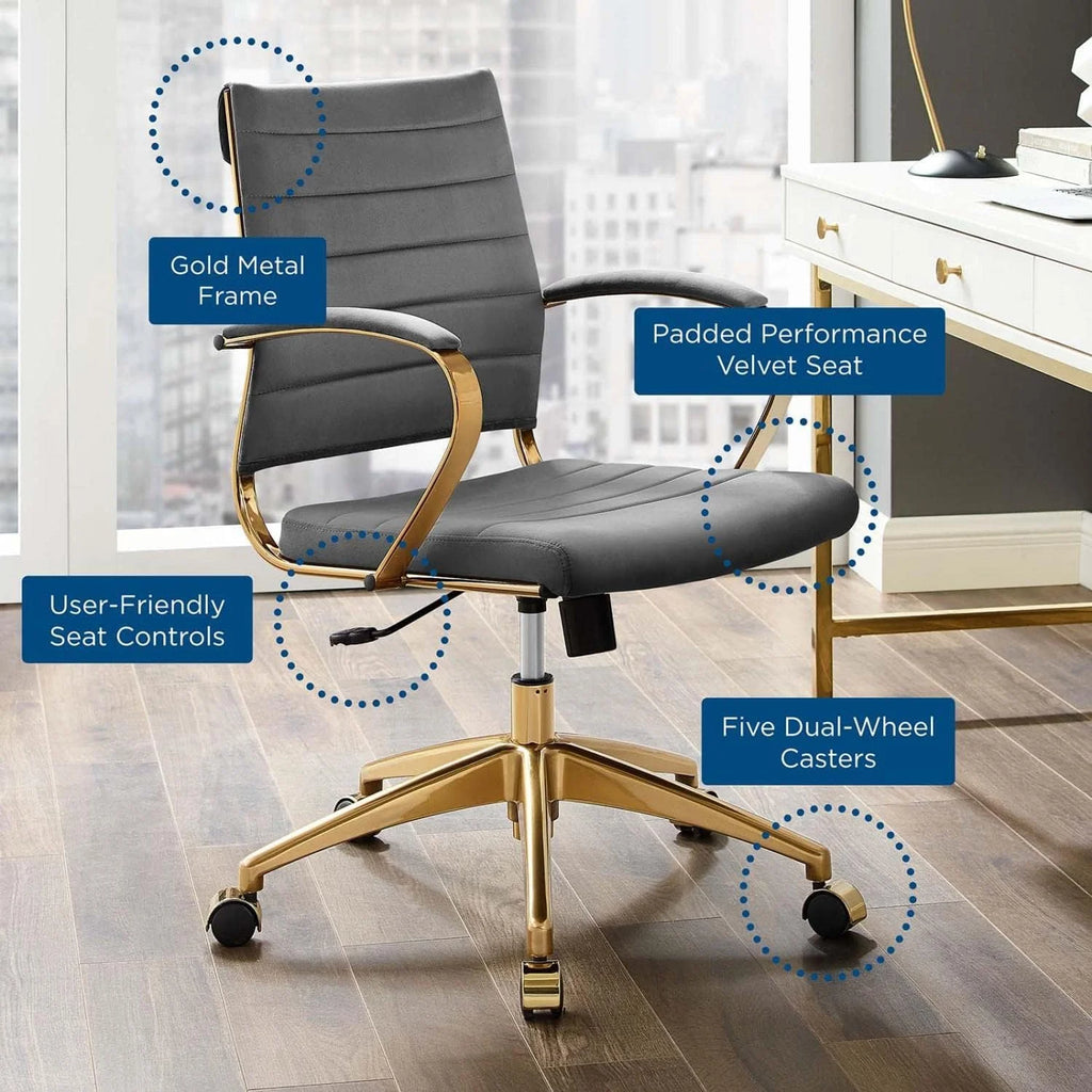 Gray Velvet Swivel Office Chair J44613