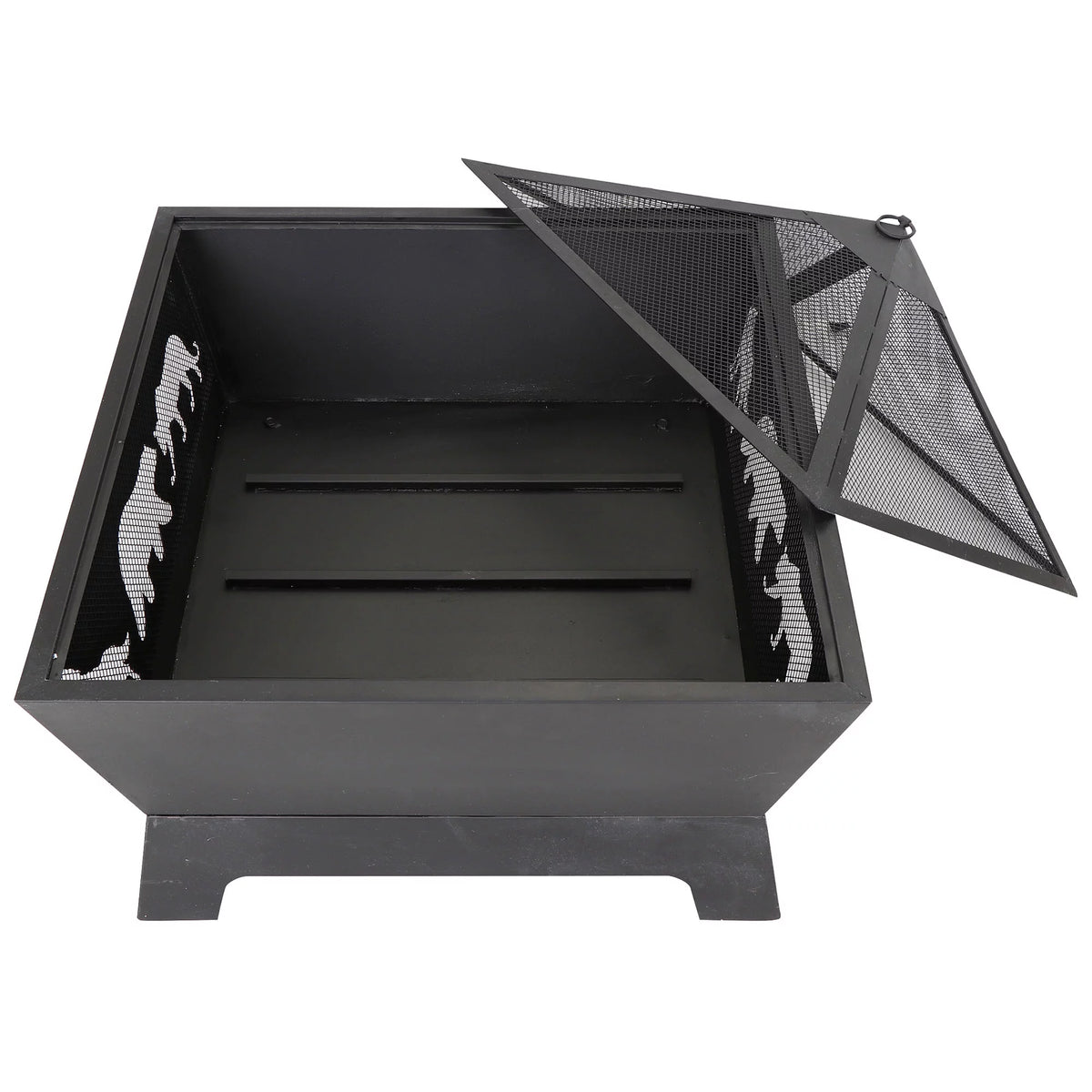 26 Metal Pyramidal Fire Pit with Cover&Poker F7851