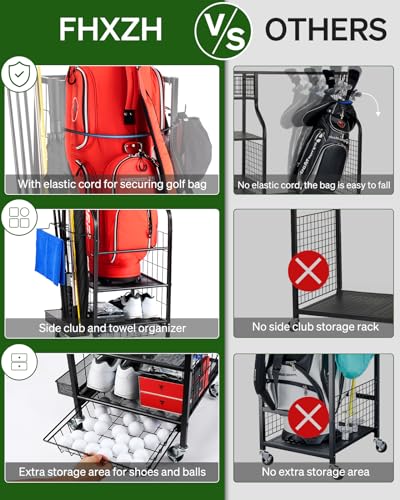 Golf Bag Storage Rack with Wheels B30826