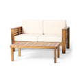 Acacia Wood Outdoor Loveseat and Coffee Table Set with Cushions O68840
