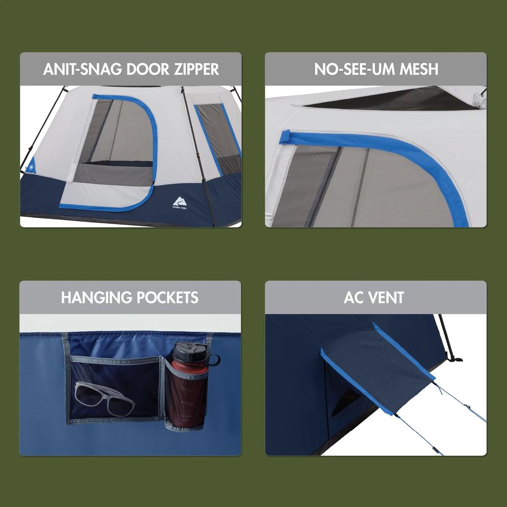 4-Person Instant Cabin Tent with LED Lighted Hub J365195