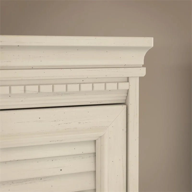 Antique White 5 Pc Engineered Wood Desk with Storage X47457