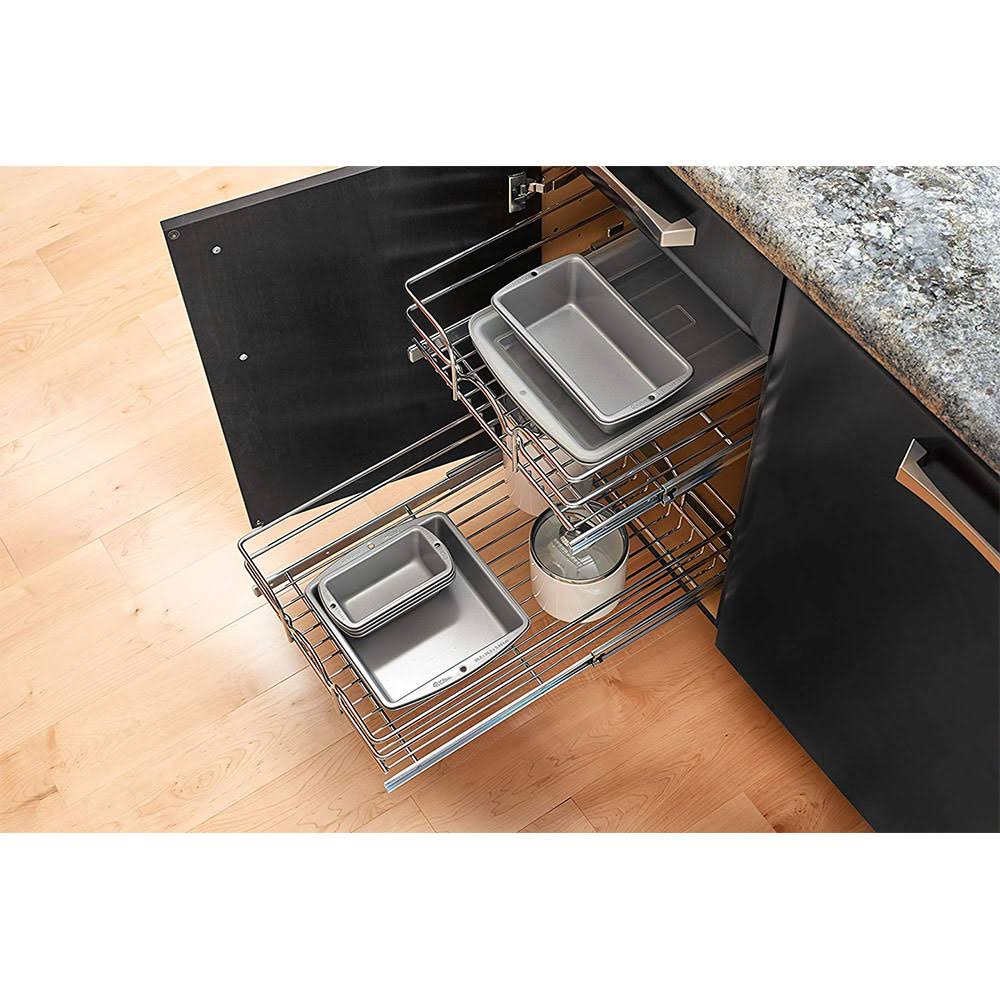 Two Tier Pull Out Base Cabinet Wire Basket Organizer M8700