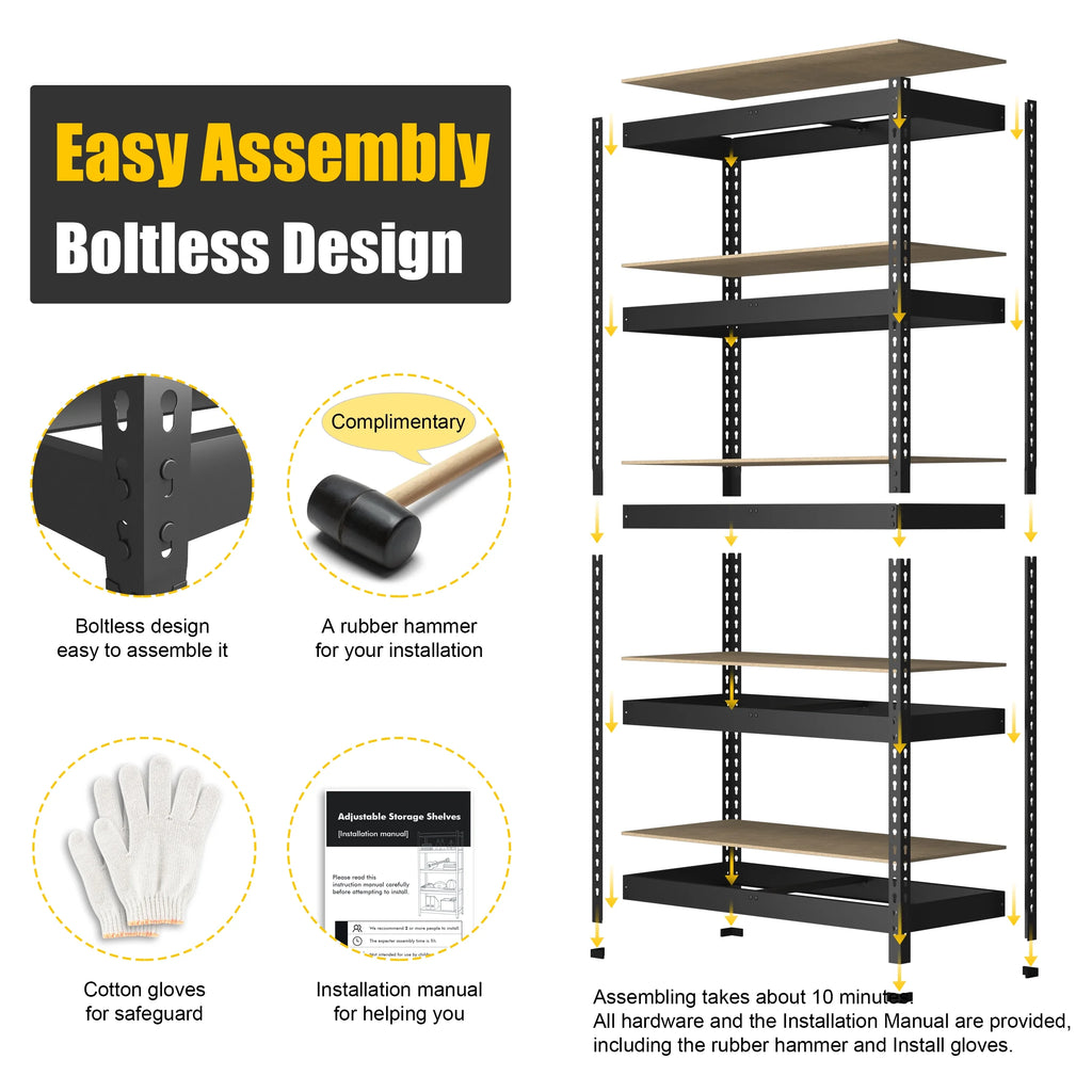 5 Tier Adjustable Metal Storage Shelves, 3 Pack Z717235