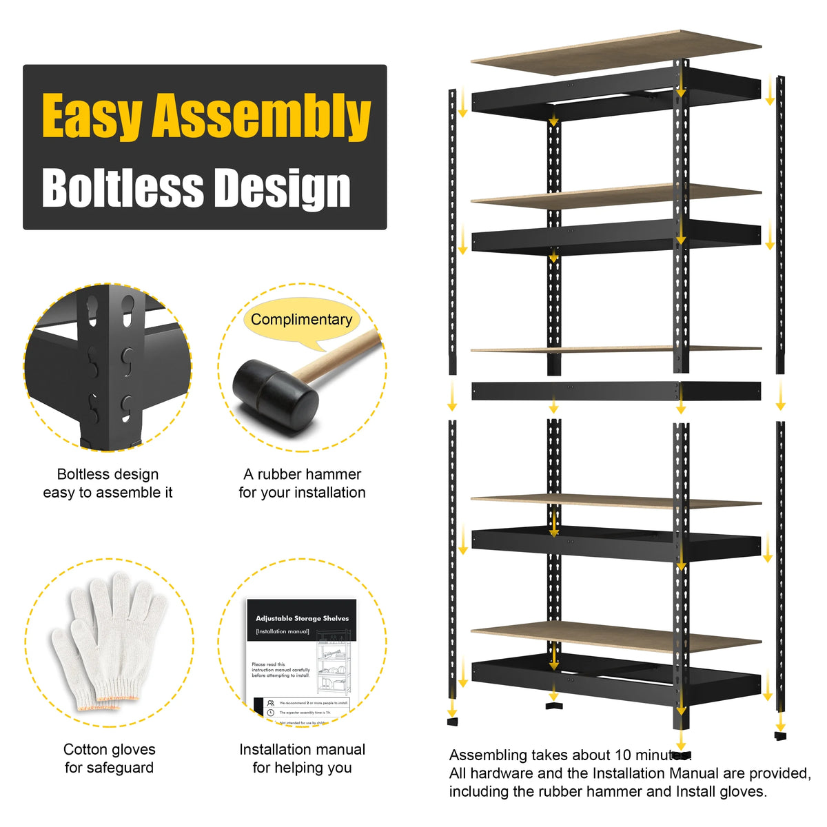 5 Tier Adjustable Metal Storage Shelves, 3 Pack Z717235
