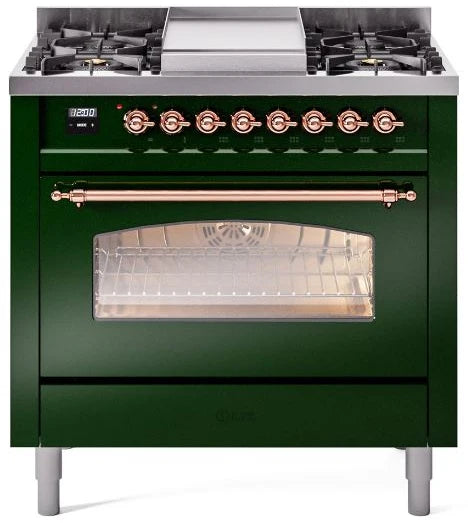 36 Dual Fuel Propane Gas Range Emerald Green Copper Trim Y8453