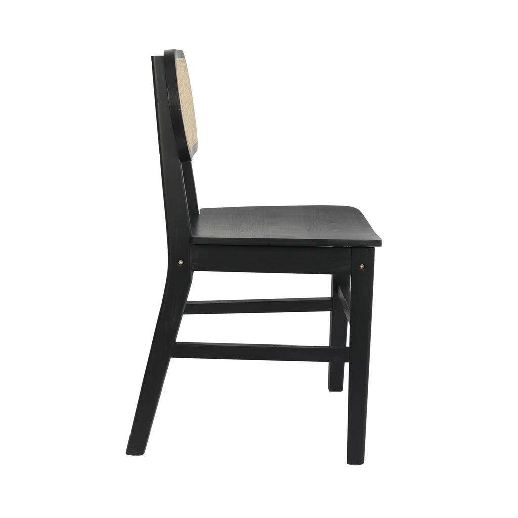 Set of 2 Cane Rattan Dining Chairs with Solid Wood Frames O149