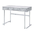 2 Drawer White Faux Marble Writing Desk G108
