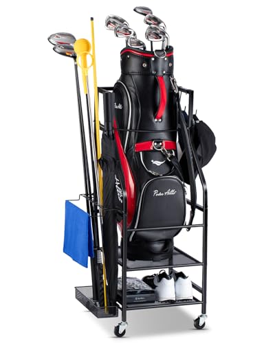 Golf Bag Storage Rack with Wheels B30826