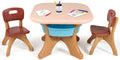 Kids Table and Chair Set, 3 Piece Activity Table with Toy Storage Bins, Green W71723