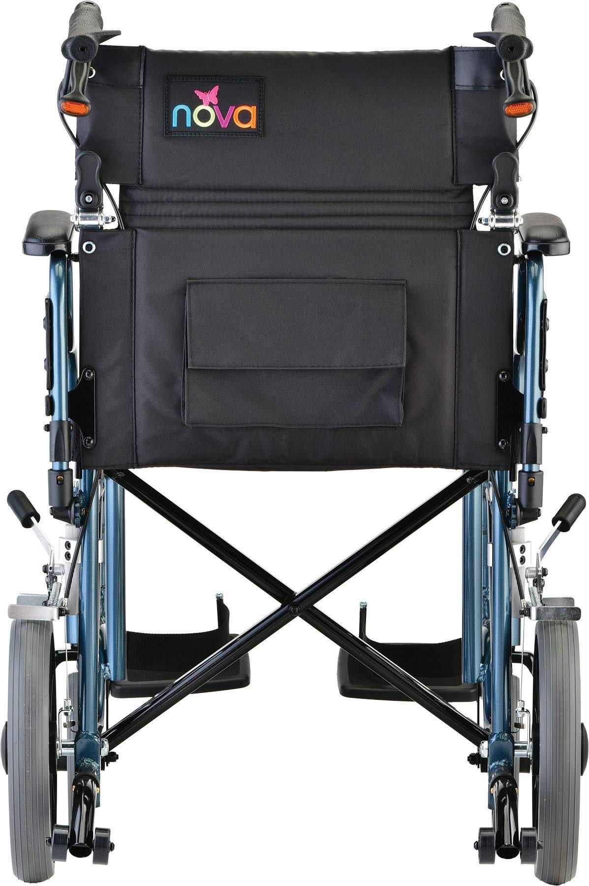 Lightweight Transport Chair with 12” Rear Wheels Blue C3868