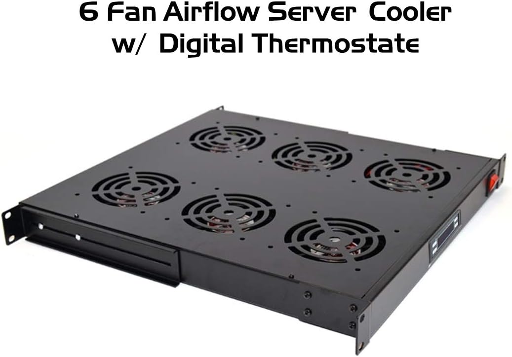 6 Cooling Fans for 19'' Server Cabinet with Thermostat Gauge W201769