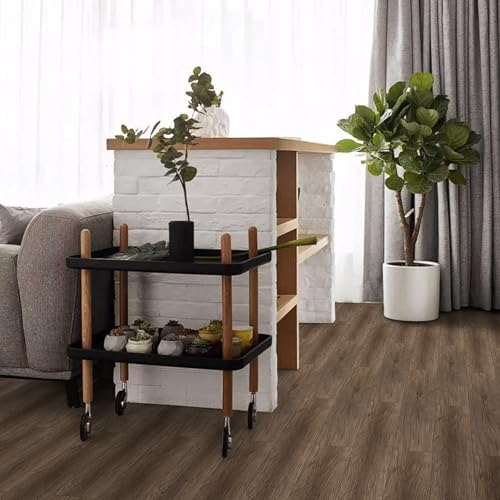 Peel and Stick Vinyl Floor Tile 20-Pack Black Wood Plank P738691