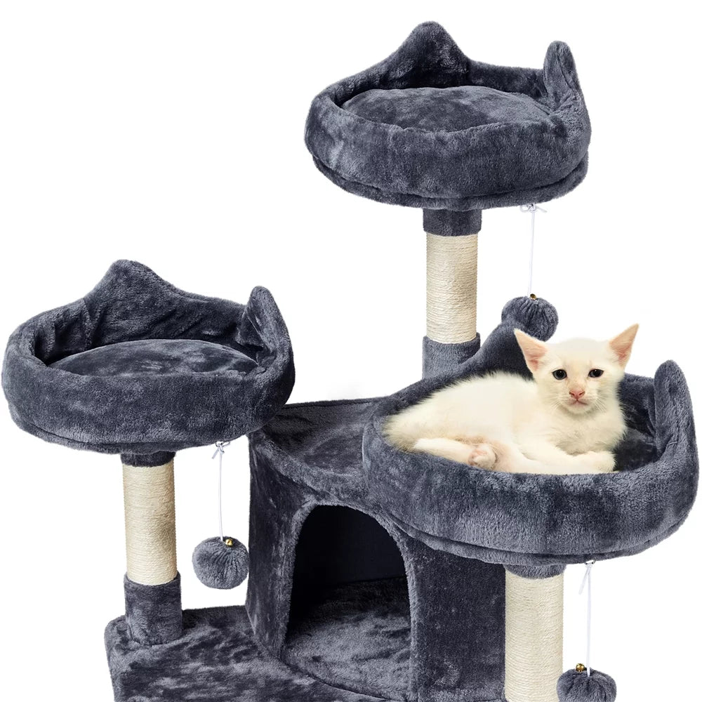 Large Dark Gray Cat Tree with Scratching Board D320