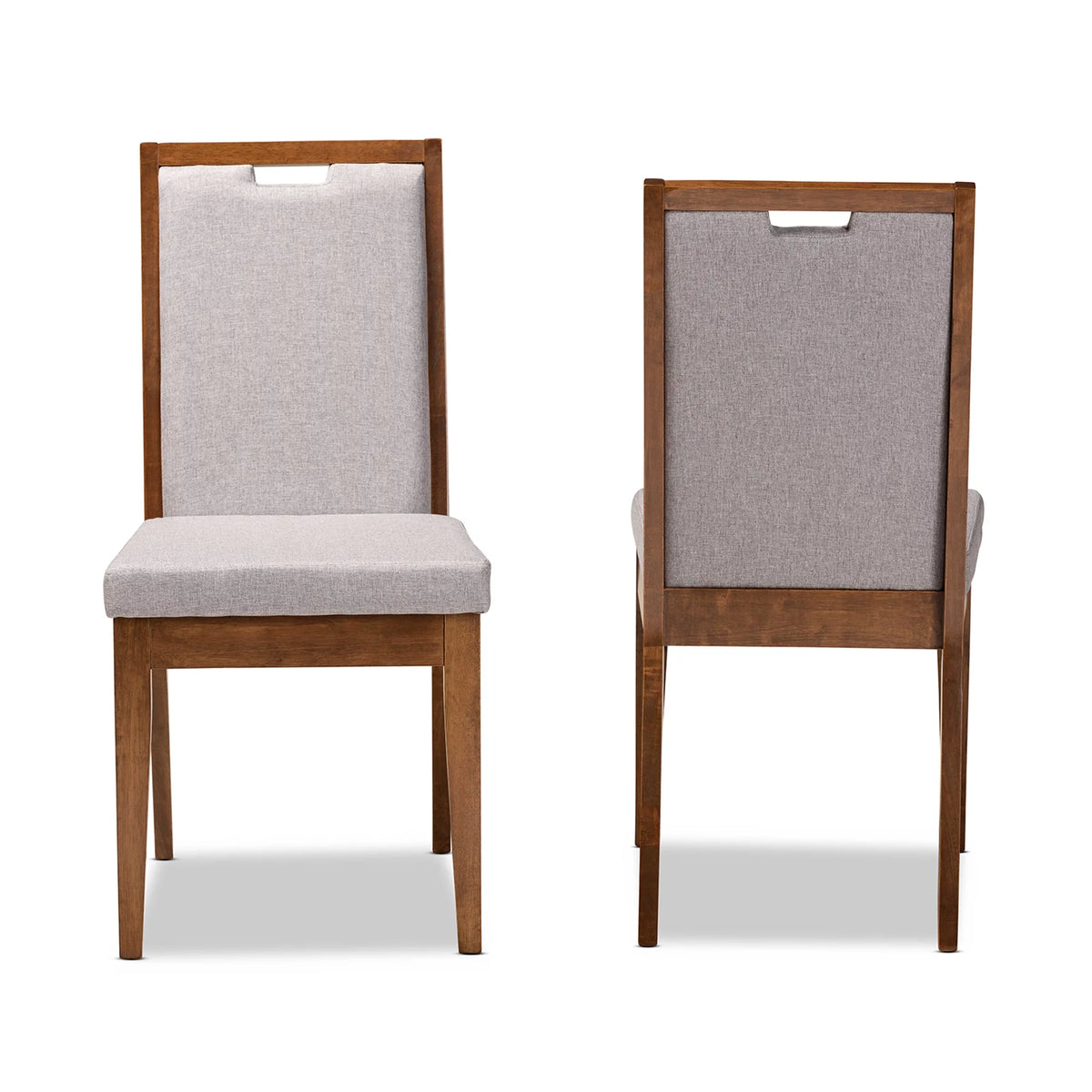 Set of 2 Grey and Walnut Brown Dining Chair P52625