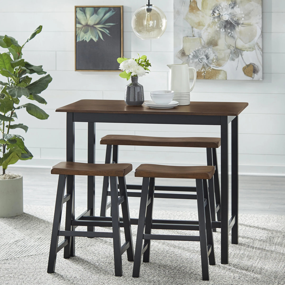 4-piece Counter Height Dining Set Brown/Black J5072