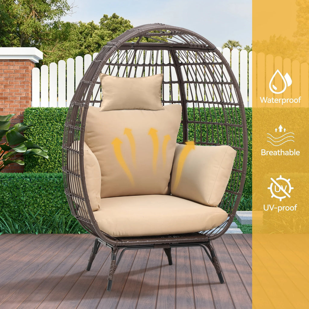 Egg Chair with Cushion Wicker PE Rattan V1536