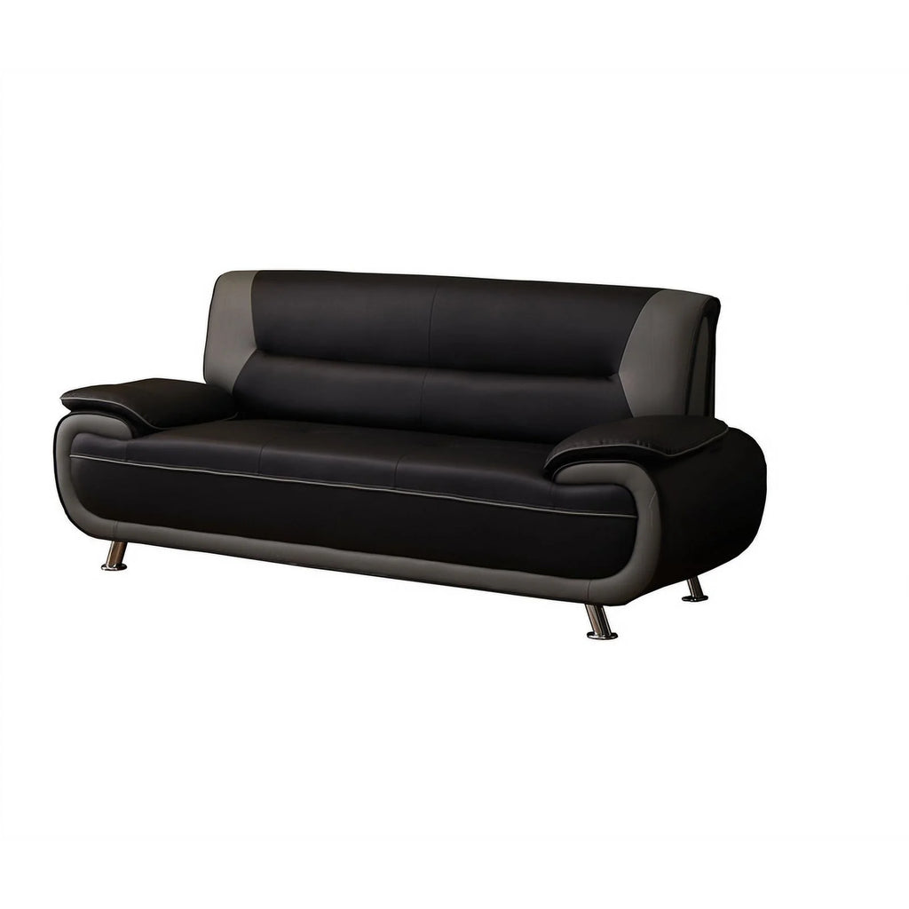 Black Faux Leather Sofa J9137