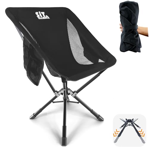 Portable Adjustable Height Folding Camping Chair Black J487185