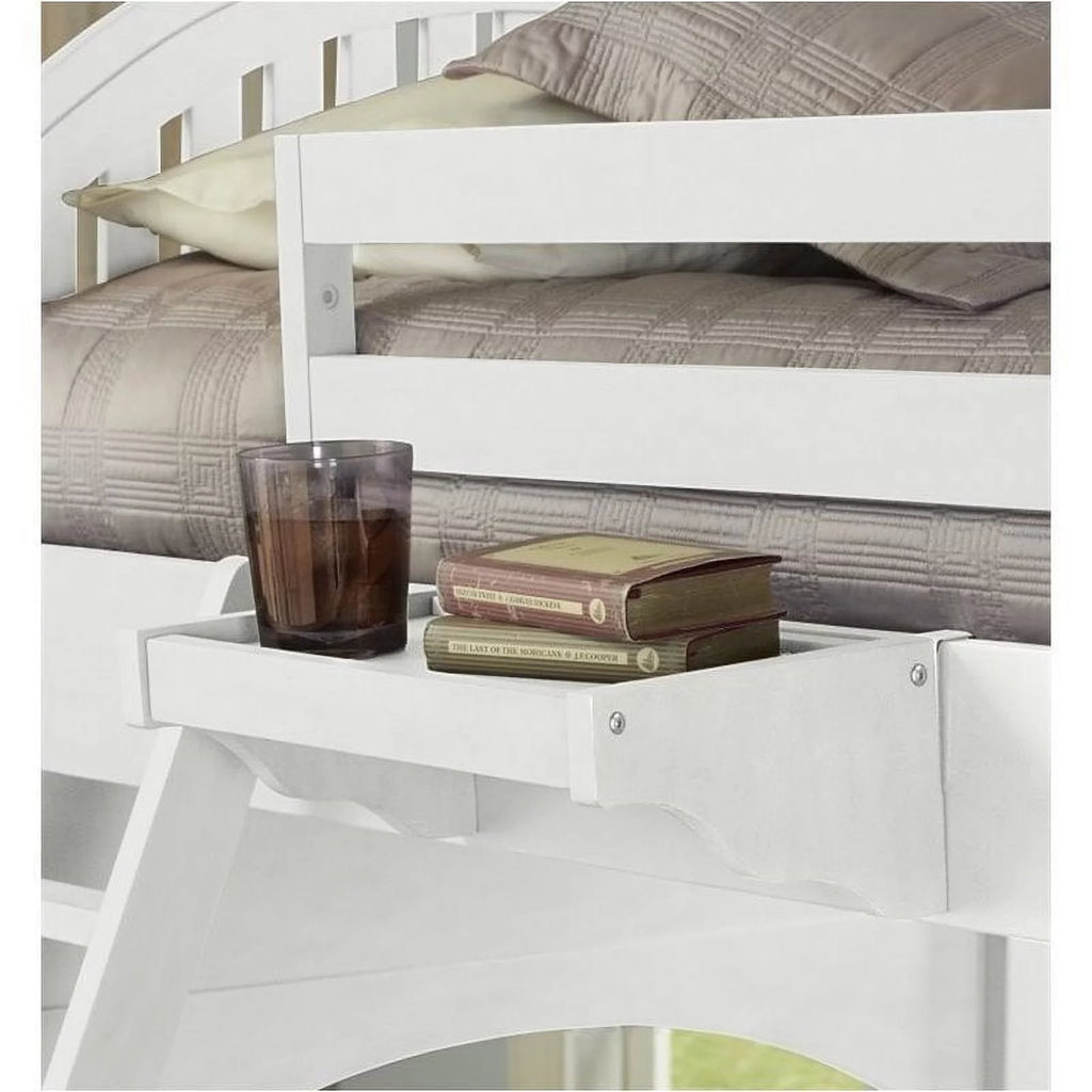 Twin Loft Bed with Desk and Shelf in White G866
