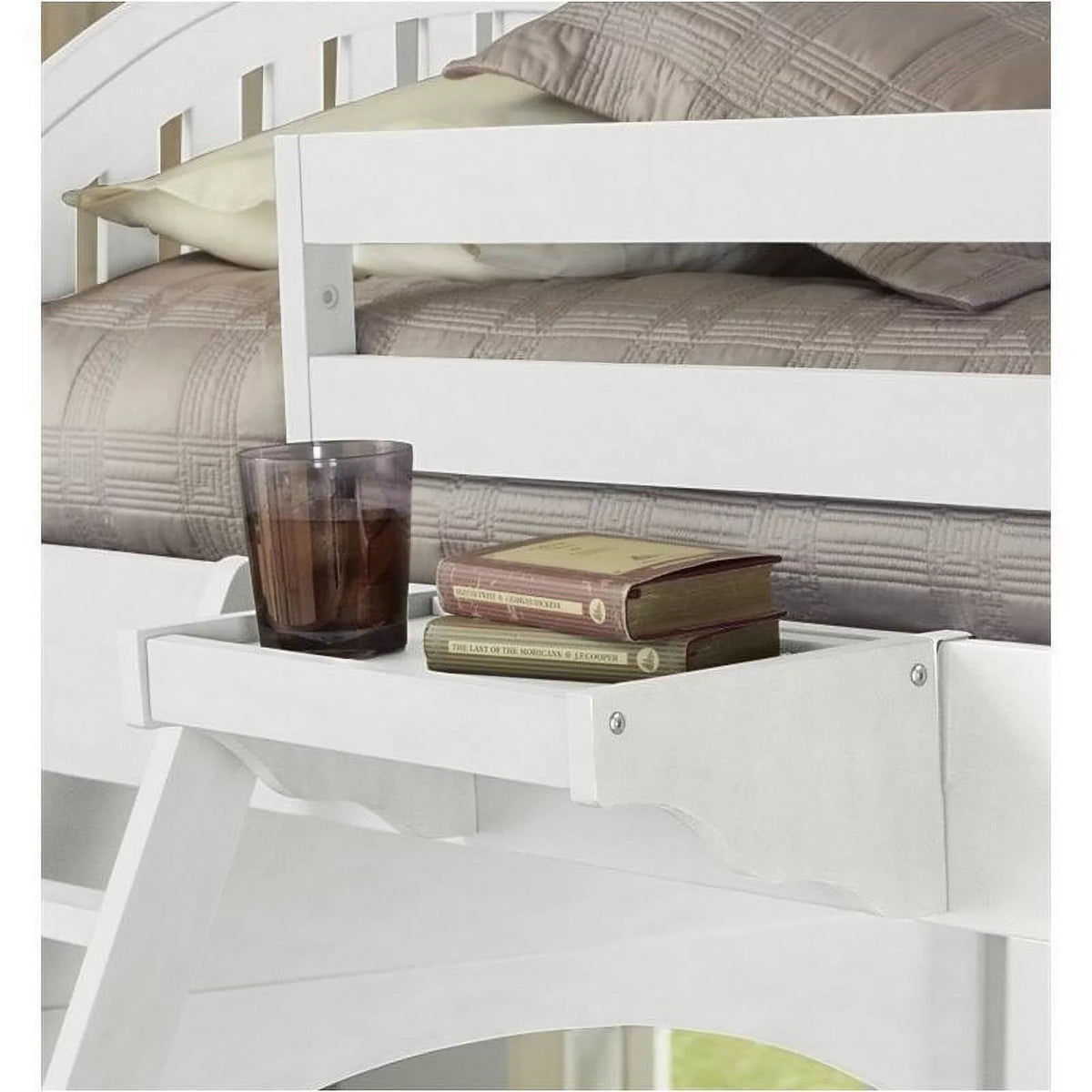 Twin Loft Bed with Desk and Shelf in White G866