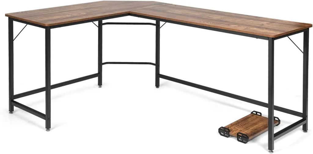 66 Inch L-Shaped Computer Desk with CPU Stand R631769