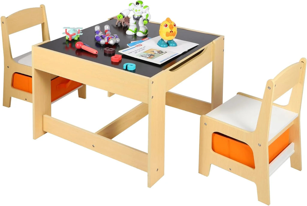 Kids Table and Chair Set with Storage Drawers W92038