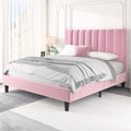 Full Size Platform Bed Frame with Velvet Headboard P811