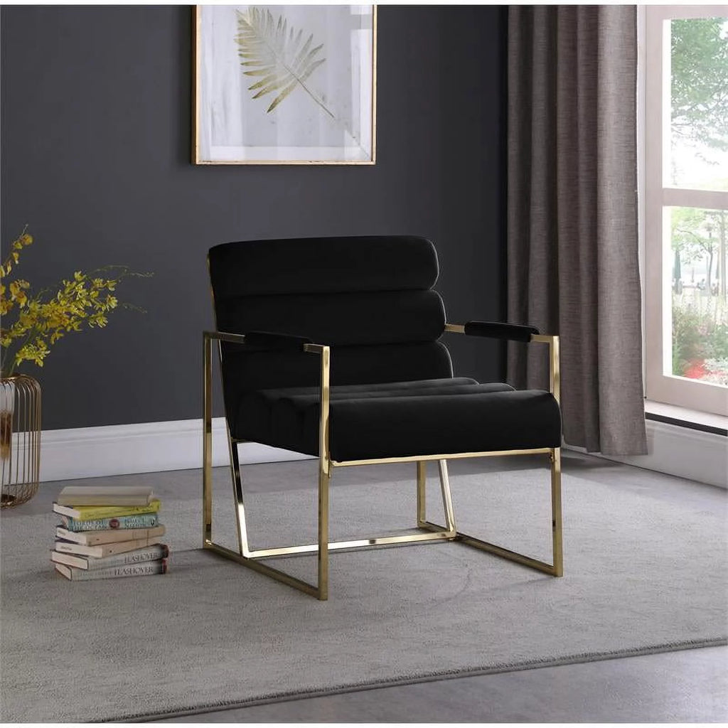 Black Velvet Accent Chair Set of 2 S413954