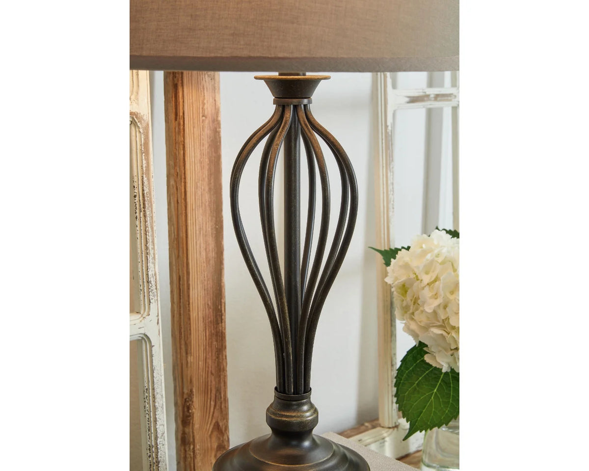 Antique Bronze Metal Table Lamp with USB-C Charging Port, Set of 2 U316464