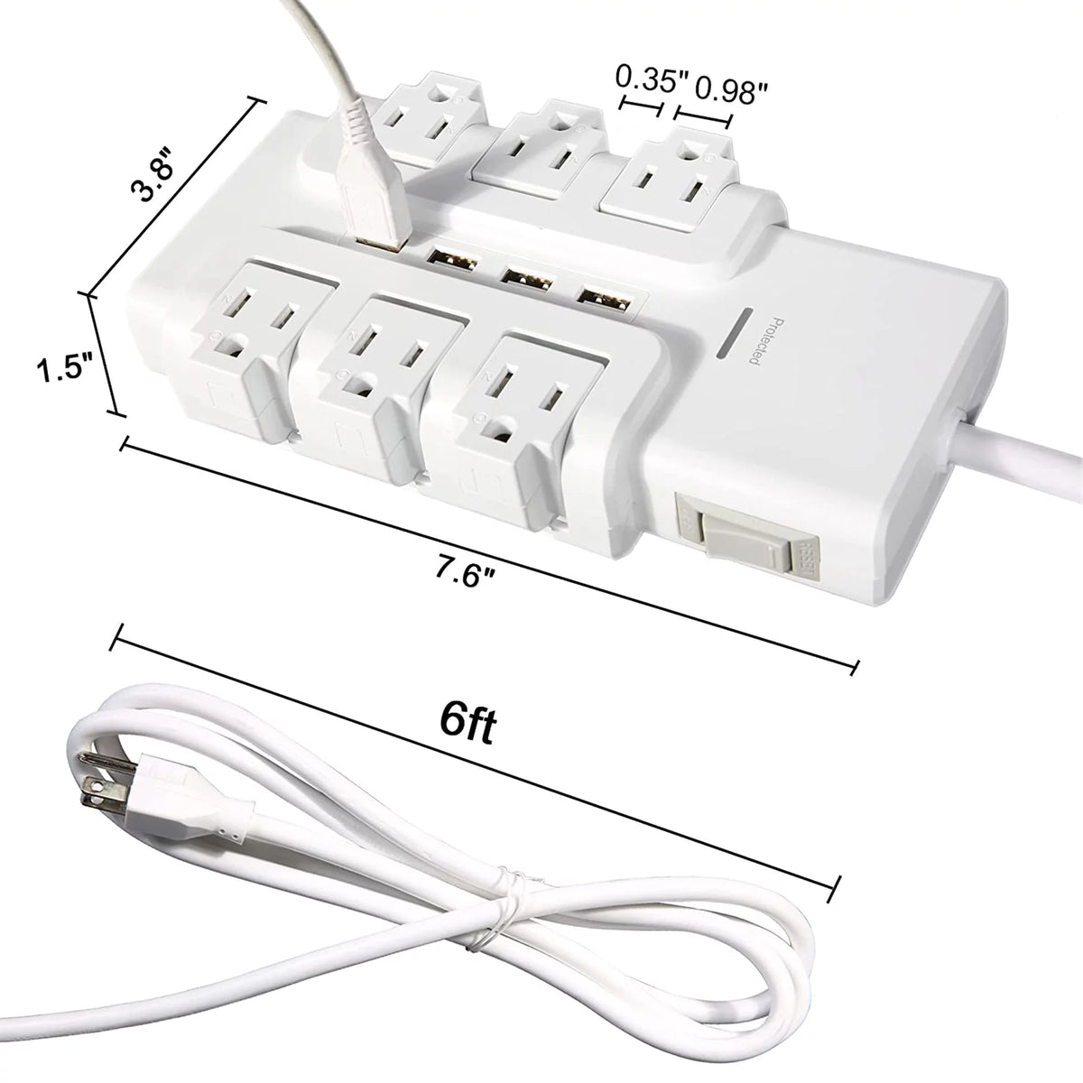 6 Outlet Surge Protector with 4 USB Ports X42540