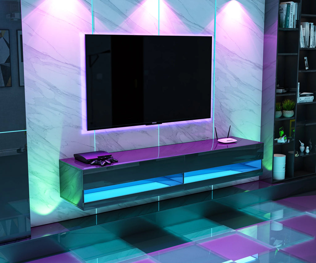 Black Wall Mounted Floating TV Stand up to 80 inch D67141