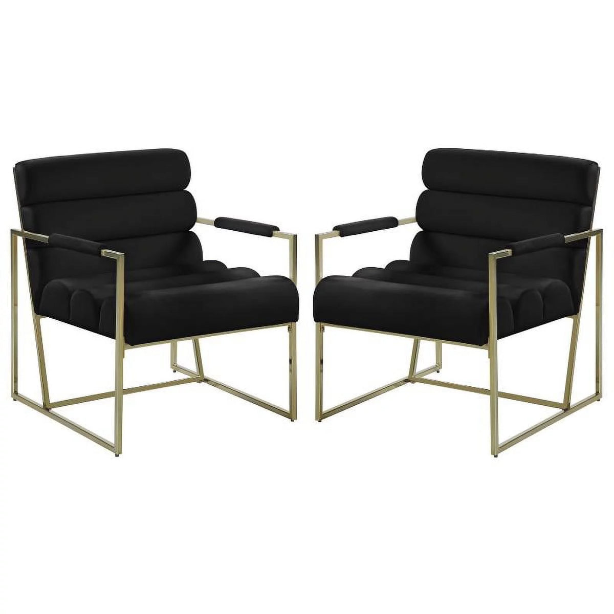 Black Velvet Accent Chair Set of 2 S413954