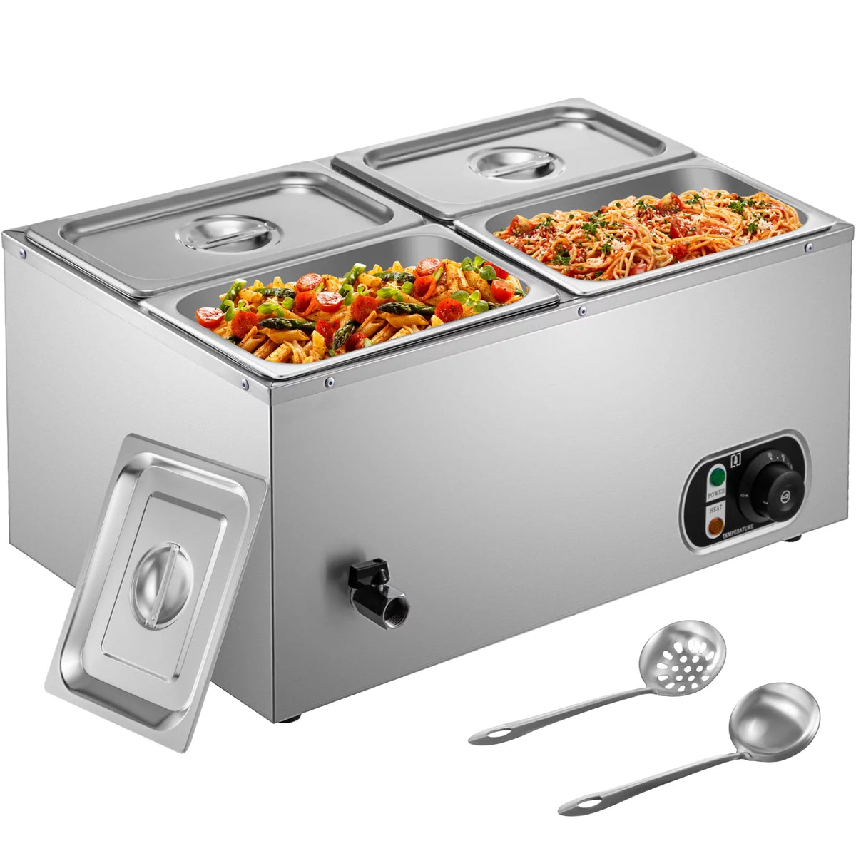 110V 4-Pan Stainless Steel Commercial Food Warmer 24 Qt X15655