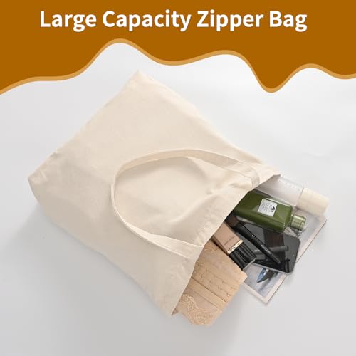 10 Pack Canvas Tote Bag with Zipper D52502