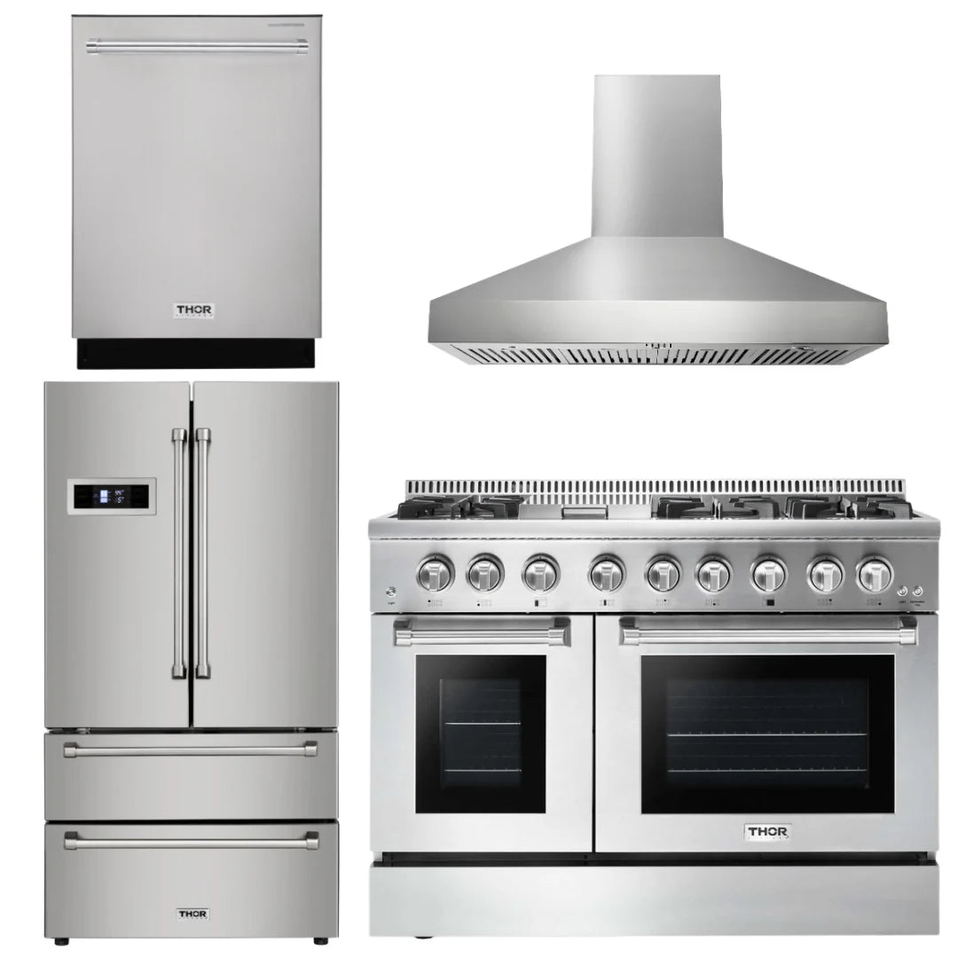 48 Propane Gas Burner Electric Oven Range Range Hood Refrigerator Dishwasher J483