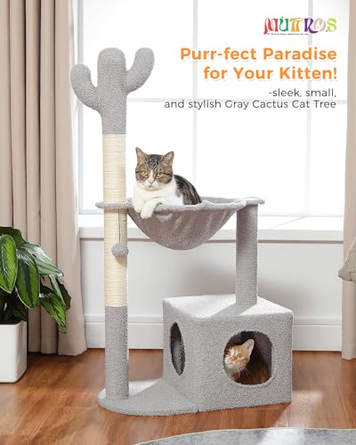 40" Cat Tree with Metal Carpet Hammock and Scratching Post D47089