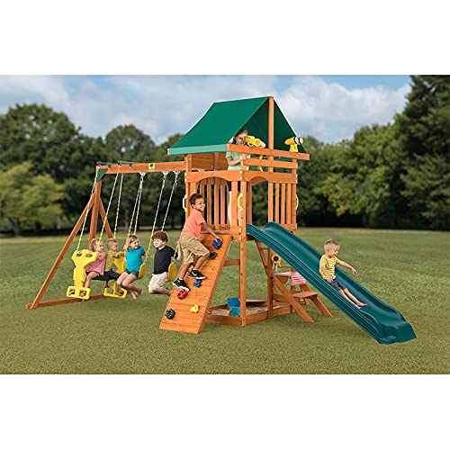 Cedar Backyard Playset with 2-Person Glider & 2 Belt Swings Z635516