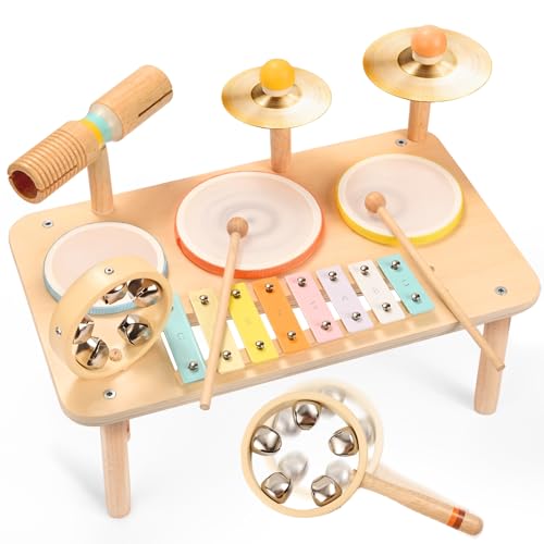 Kids Drum Set with Xylophone Cymbals Bell and Tone Block B428929