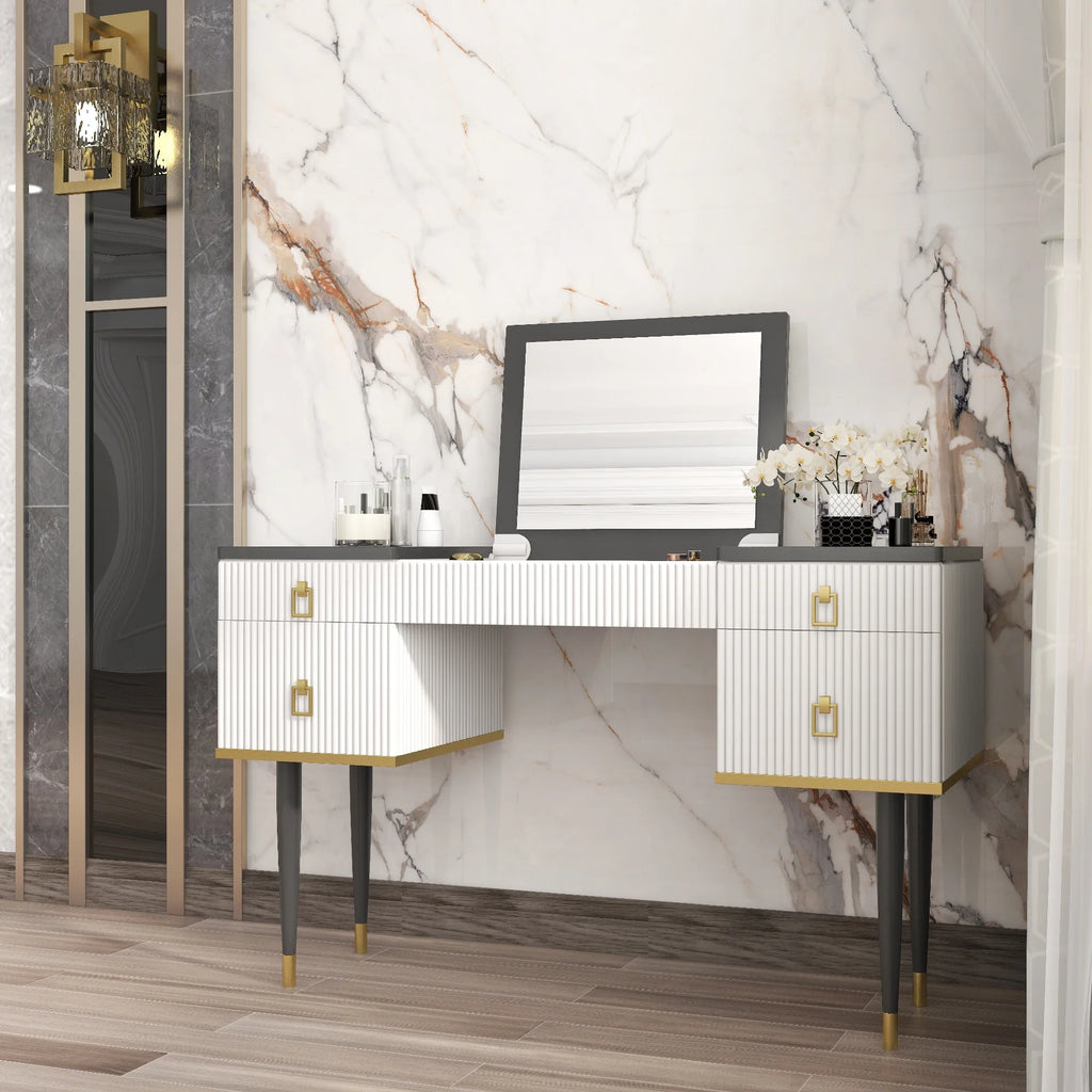 4 Drawer Makeup Vanity Table with Flip Top Mirror G259840