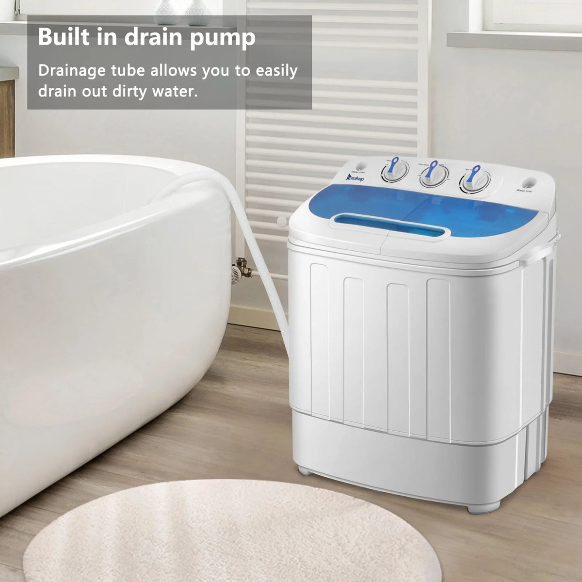 Portable Mini Compact Twin Tub 13.4lb Washing Machine I599