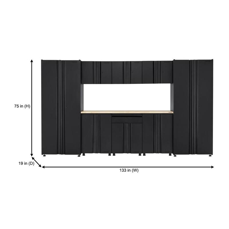 9 Piece Welded Steel Garage Storage System in Black Q254